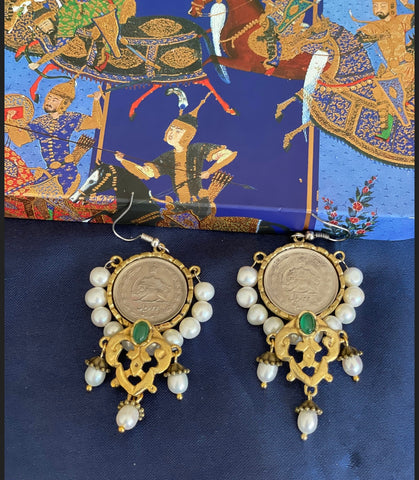 Handmade Coin Pahlavi Earrings