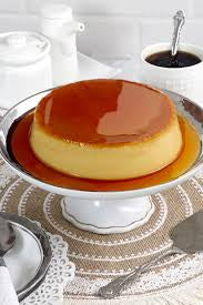 Cream caramel tray and plates