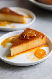 Cream caramel tray and plates